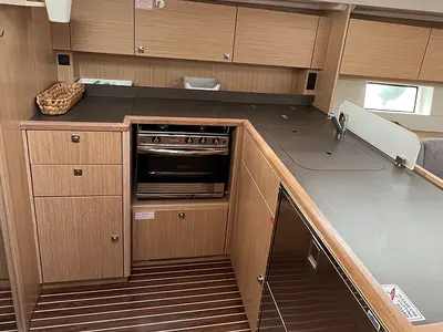 Galley of Sunny, a Bavaria C45 Style sailboat at Punat, Croatia