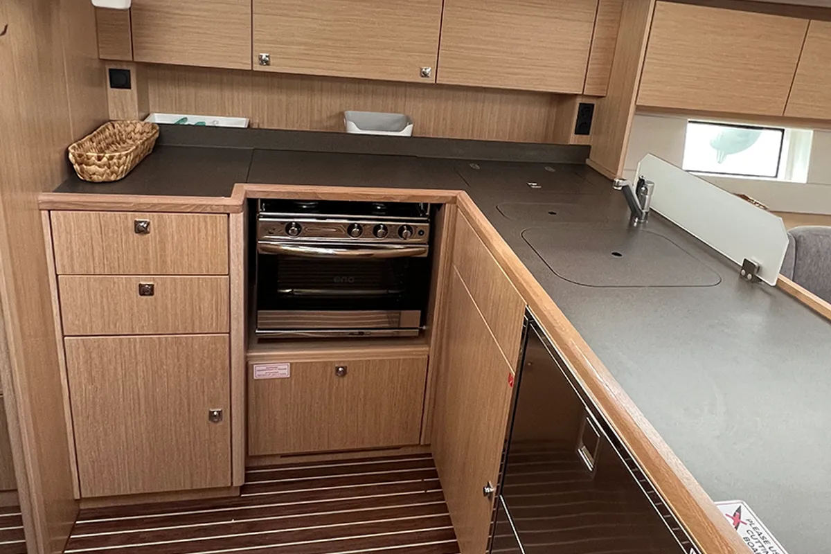 Galley of Sunny, a Bavaria C45 Style sailboat at Punat, Croatia