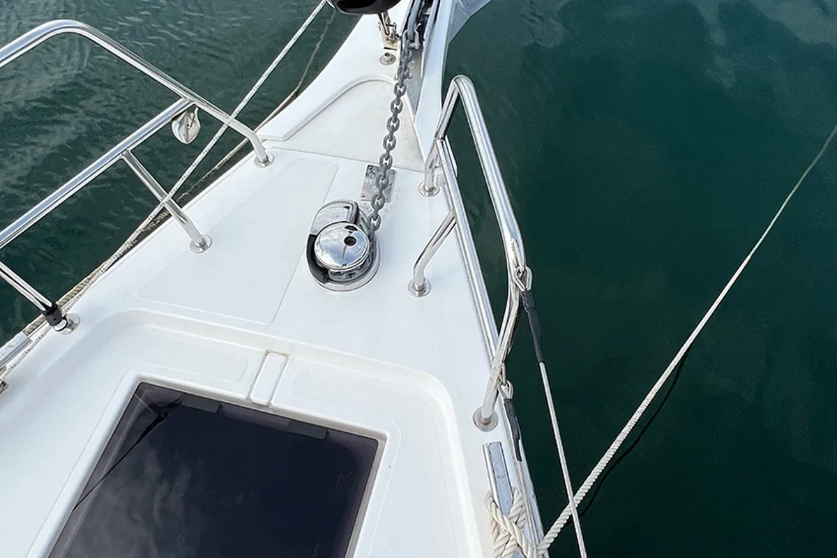 Deck of Sunny, a Bavaria C45 Style sailboat at Punat, Croatia