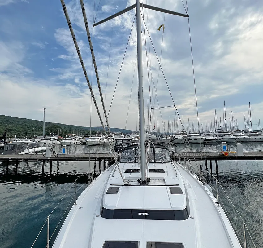 Deck of Sunny, a Bavaria C45 Style sailboat at Punat, Croatia