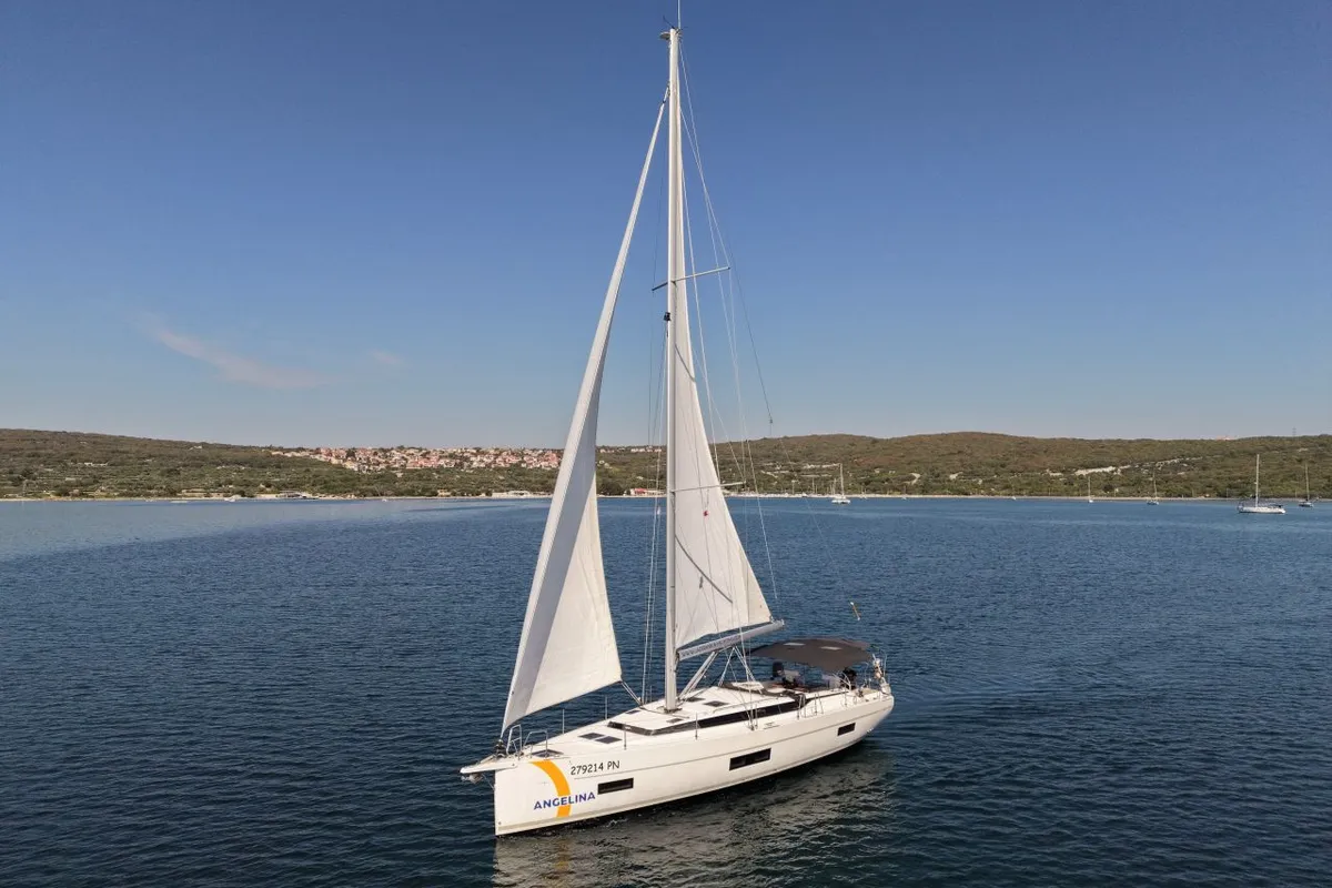 Exterior view of Sunny, a Bavaria C45 Style sailboat at Punat, Croatia