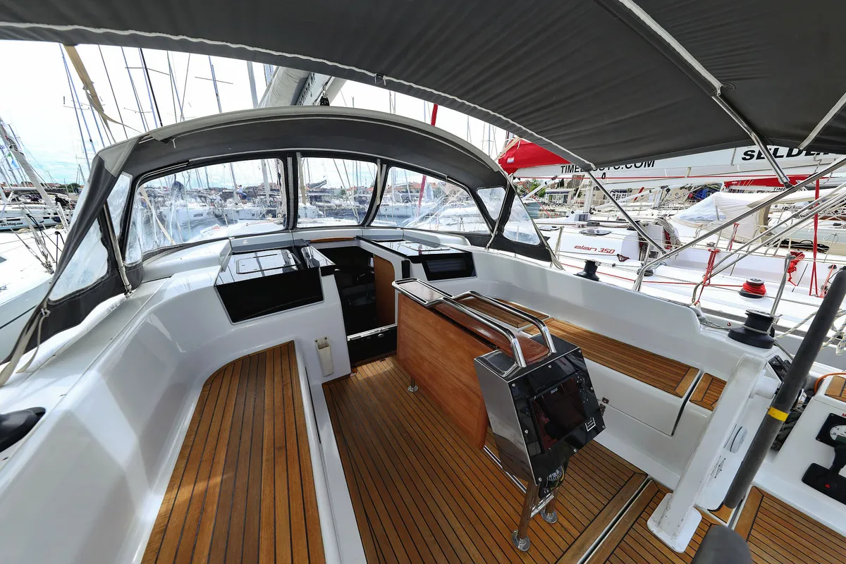 Cockpit of Leia, a Hanse 418 sailboat at Grad Biograd na Moru, Croatia