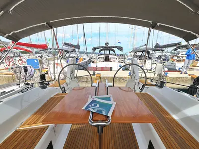 Deck of Leia, a Hanse 418 sailboat at Grad Biograd na Moru, Croatia