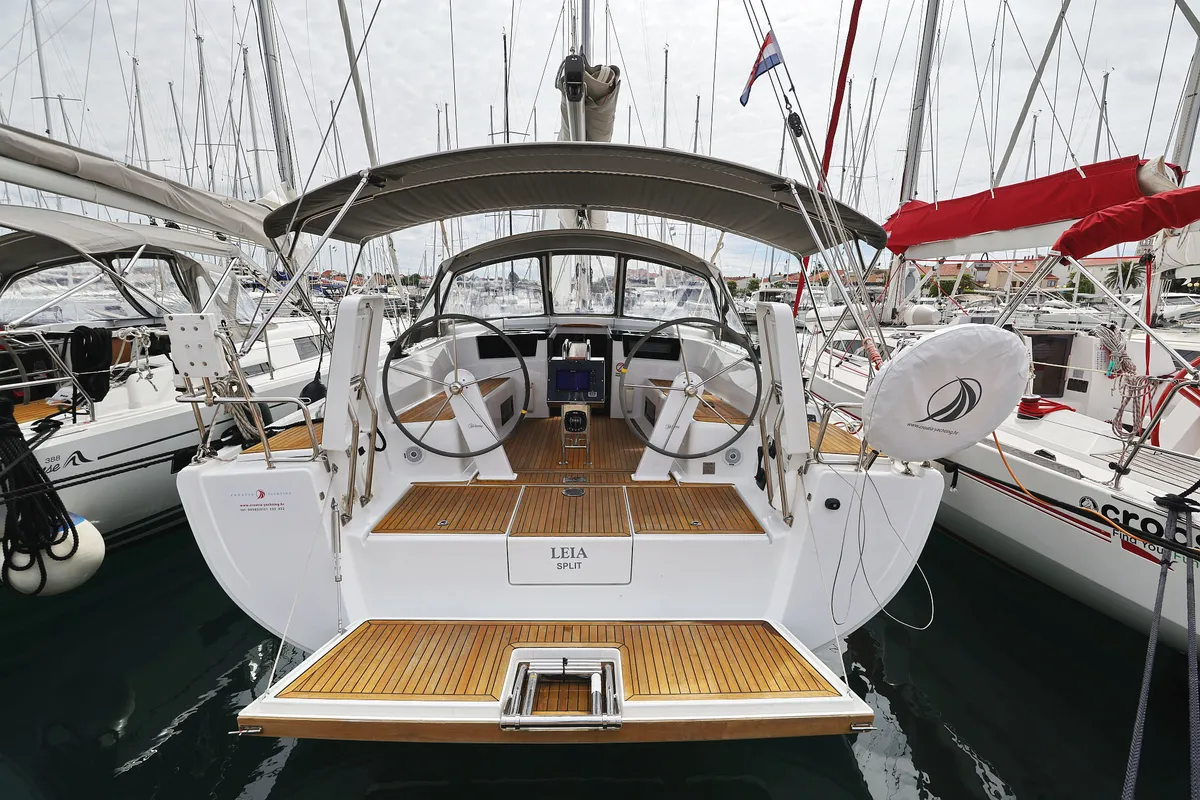 Exterior view of Leia, a Hanse 418 sailboat at Grad Biograd na Moru, Croatia