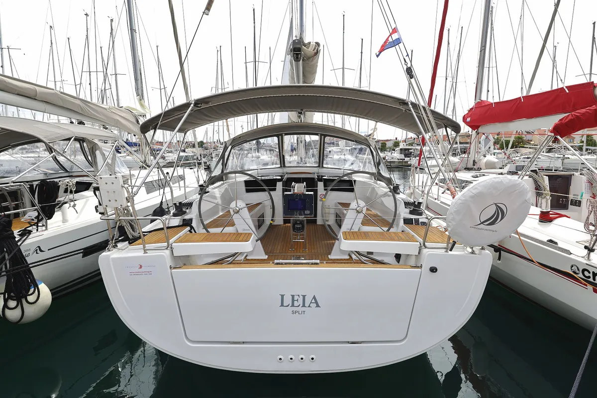 Exterior view of Leia, a Hanse 418 sailboat at Grad Biograd na Moru, Croatia