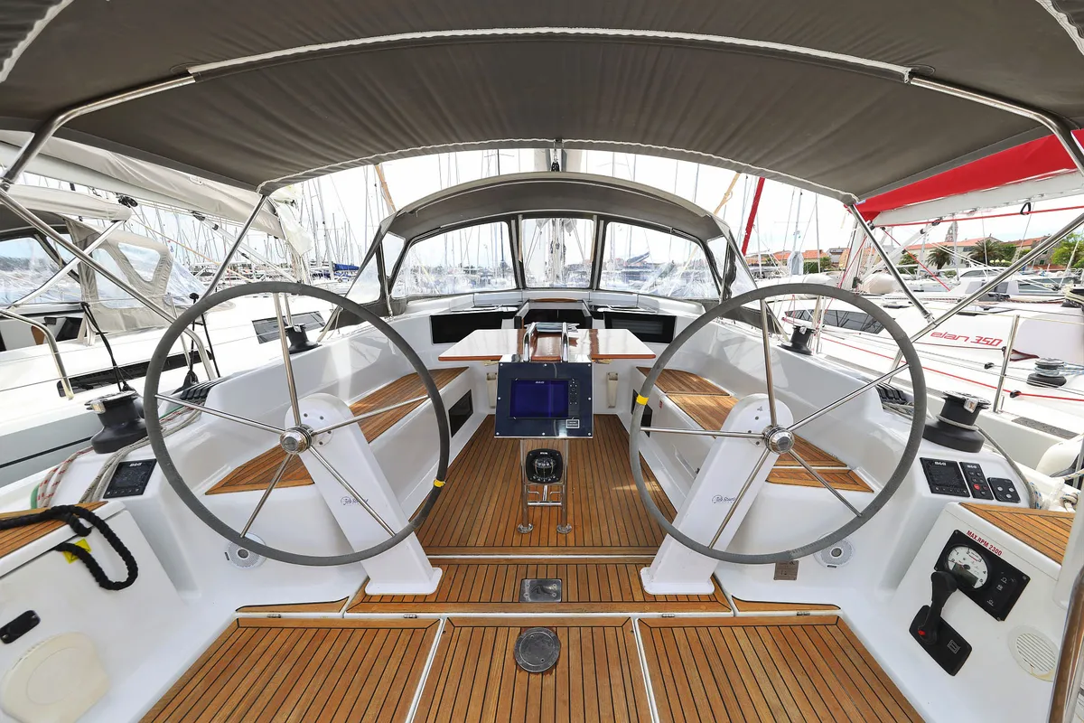 Cockpit of Leia, a Hanse 418 sailboat at Grad Biograd na Moru, Croatia