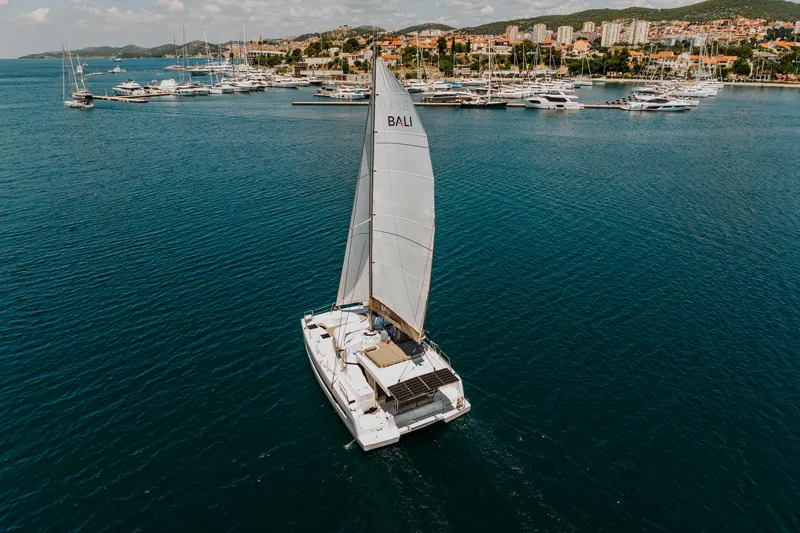Exterior view of Nor, a Bali Catspace catamaran at Šibenik, Croatia