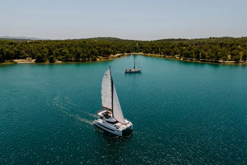 Exterior view of Nor, a Bali Catspace catamaran at Šibenik, Croatia