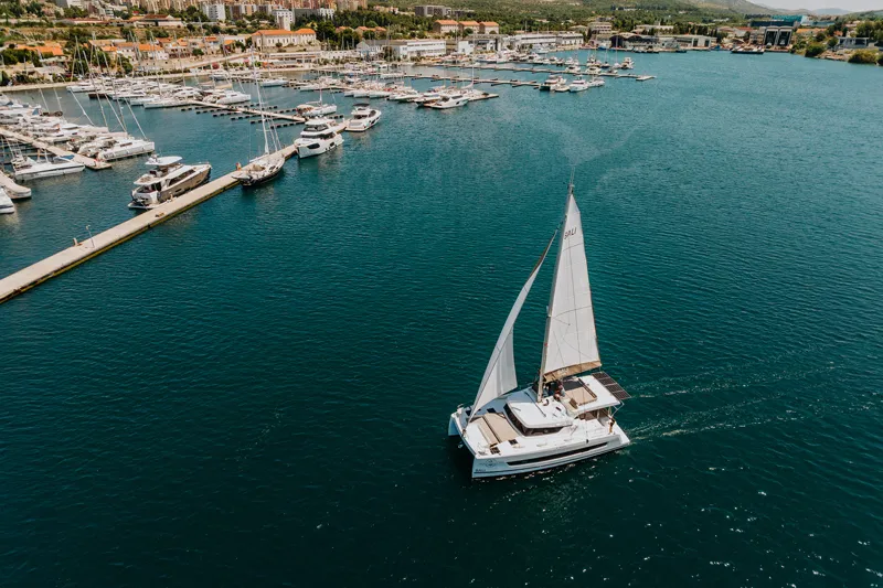 Exterior view of Nor, a Bali Catspace catamaran at Šibenik, Croatia
