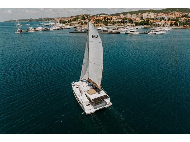 Exterior view of Nor, a Bali Catspace catamaran at Šibenik, Croatia