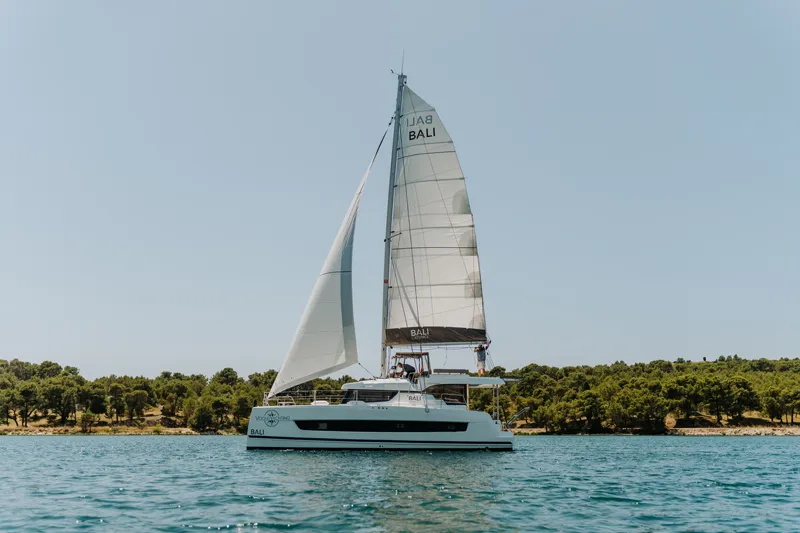 Exterior view of Nor, a Bali Catspace catamaran at Šibenik, Croatia