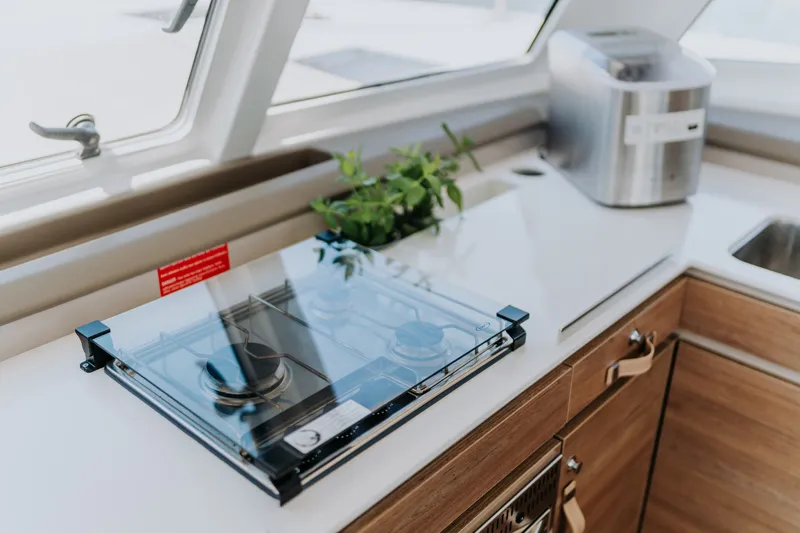 Galley of Nor, a Bali Catspace catamaran at Šibenik, Croatia