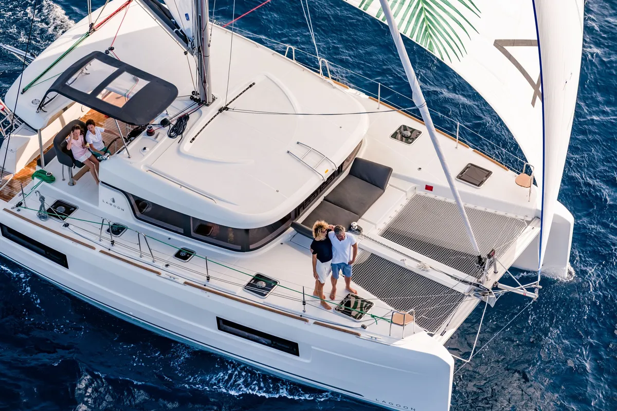 Whisper, a Lagoon 410 catamaran at Arrecife, Spain