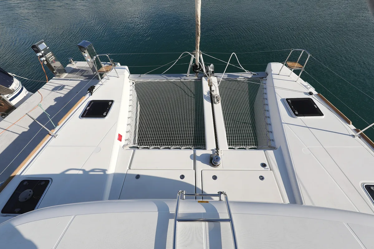 Deck of La Luna, a Lagoon 40 catamaran at Sukošan, Croatia