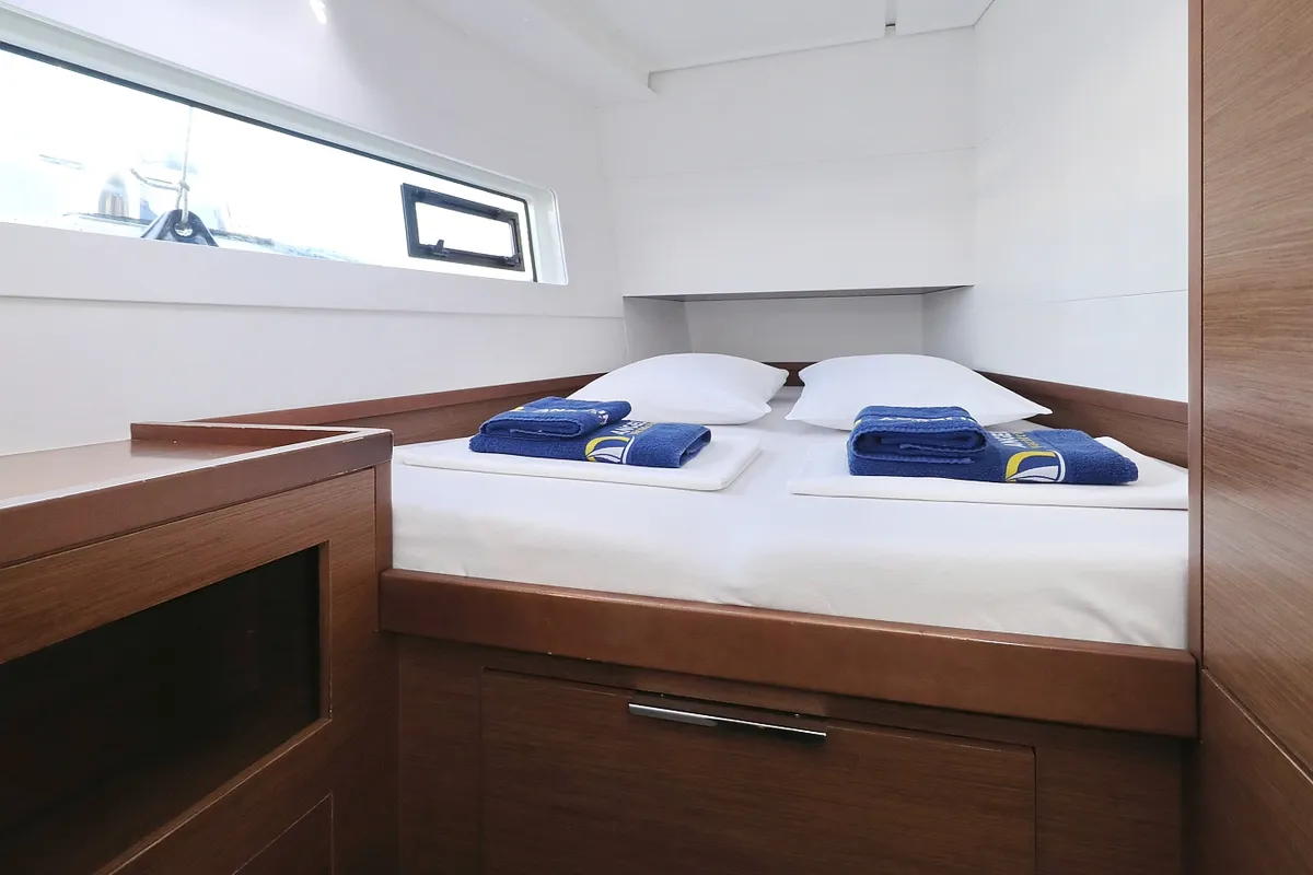 Cabin on La Luna, a Lagoon 40 catamaran at Sukošan, Croatia