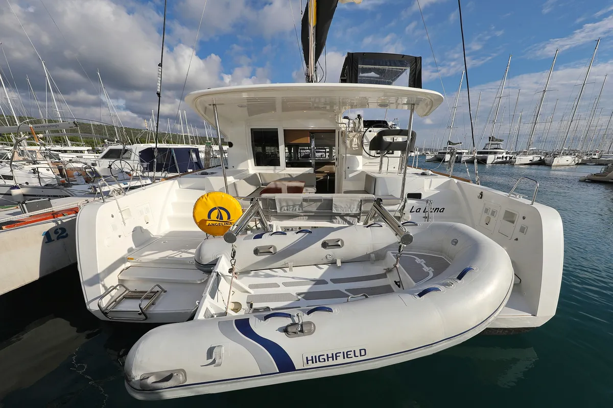 Exterior view of La Luna, a Lagoon 40 catamaran at Sukošan, Croatia