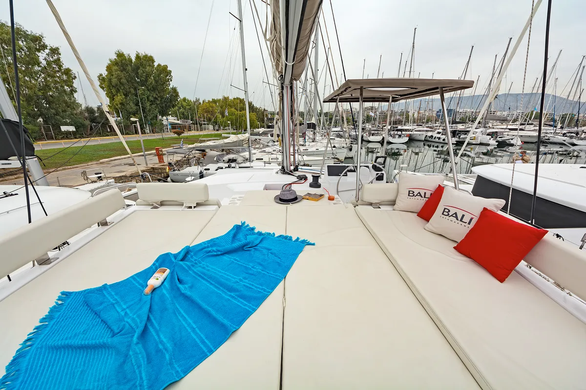 Deck of Waterlily, a Bali Catspace catamaran at Municipal Unit of Lefkada, Greece