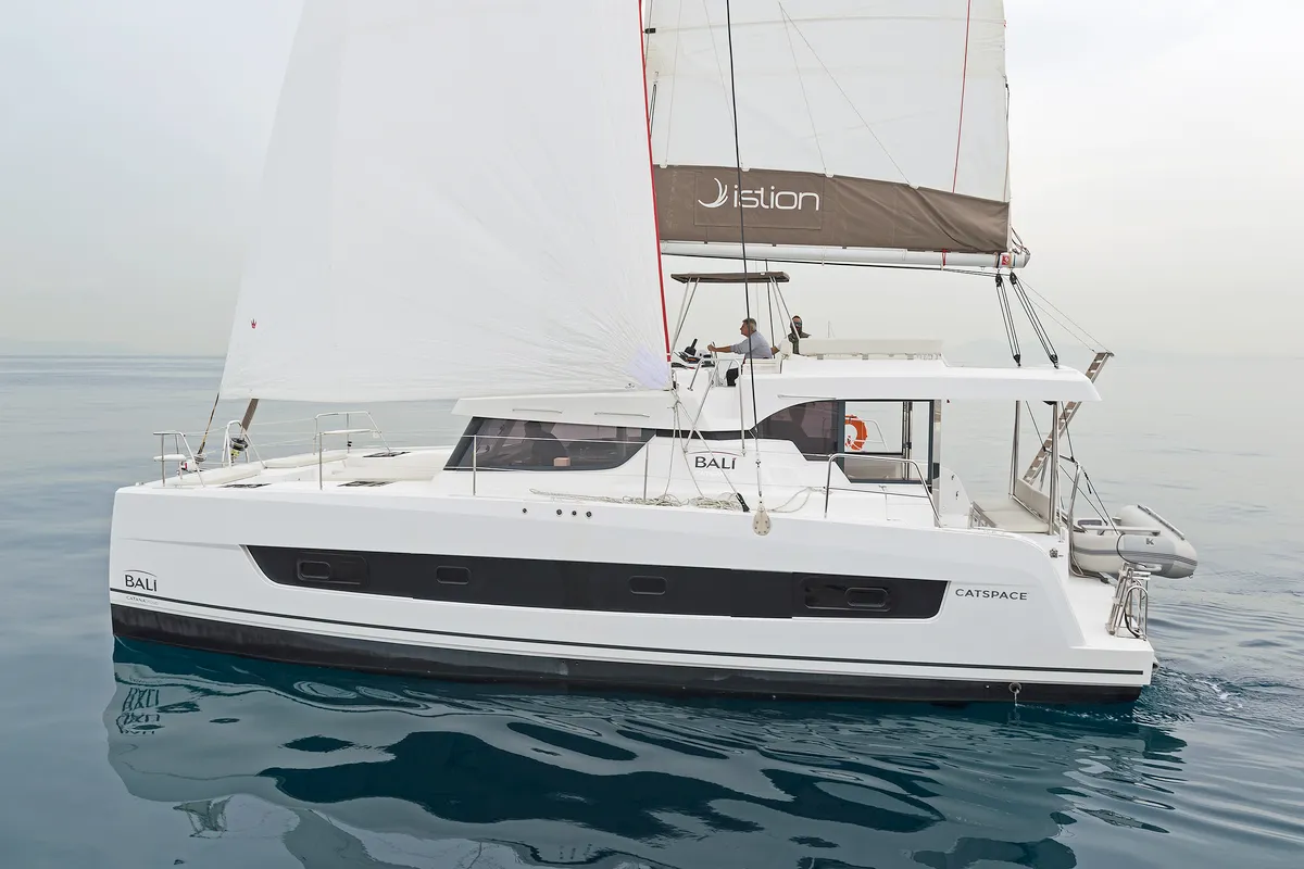 Exterior view of Waterlily, a Bali Catspace catamaran at Municipal Unit of Lefkada, Greece