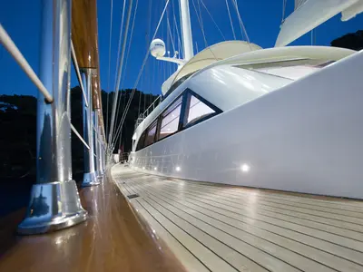 Deck of Alessandro I, a Gulet Luxury Sailing Yacht sailboat at Split, Croatia