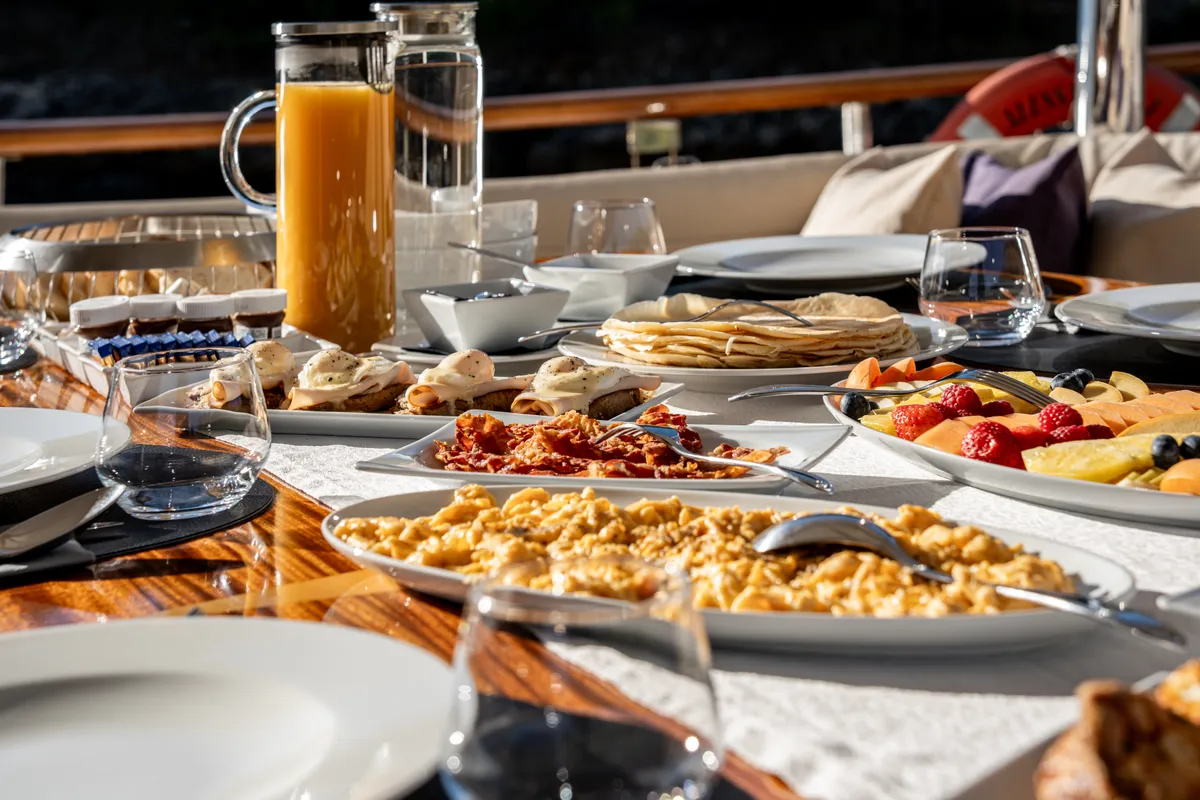 Deck of Alessandro I, a Gulet Luxury Sailing Yacht sailboat at Split, Croatia