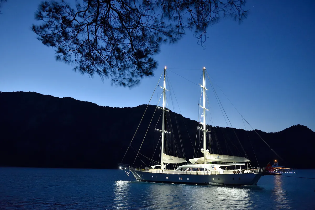 Exterior view of Alessandro I, a Gulet Luxury Sailing Yacht sailboat at Split, Croatia