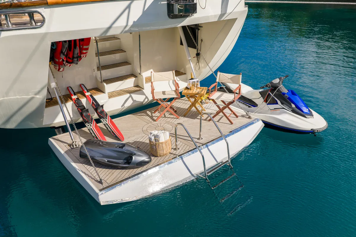 Deck of Alessandro I, a Gulet Luxury Sailing Yacht sailboat at Split, Croatia