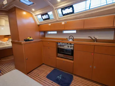 Galley of Classy, a Bavaria Cruiser 46 sailboat at Marmaris, Turkey