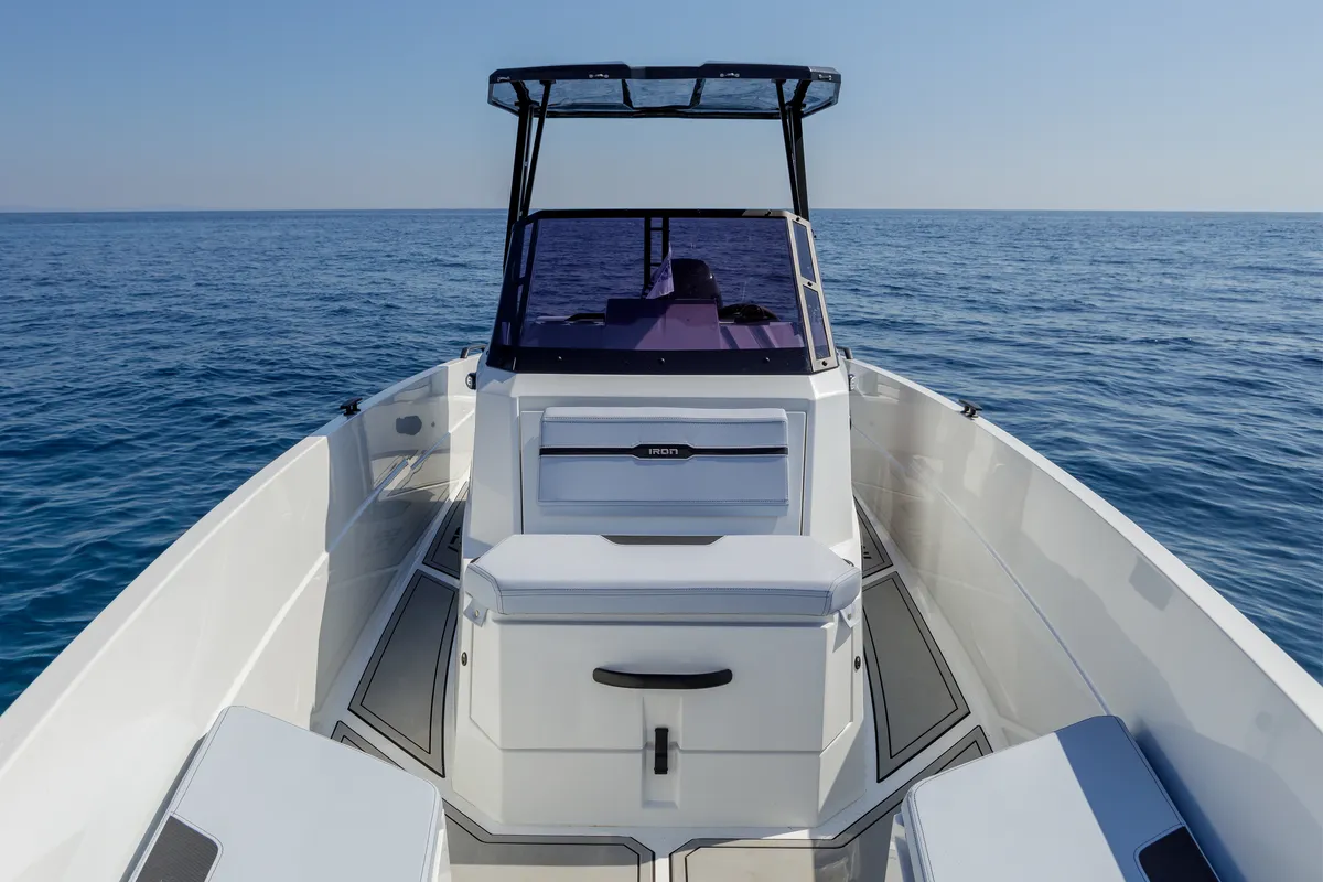 Deck of Iron Hawke, a Motorboat motorboat at Kranidi, Greece