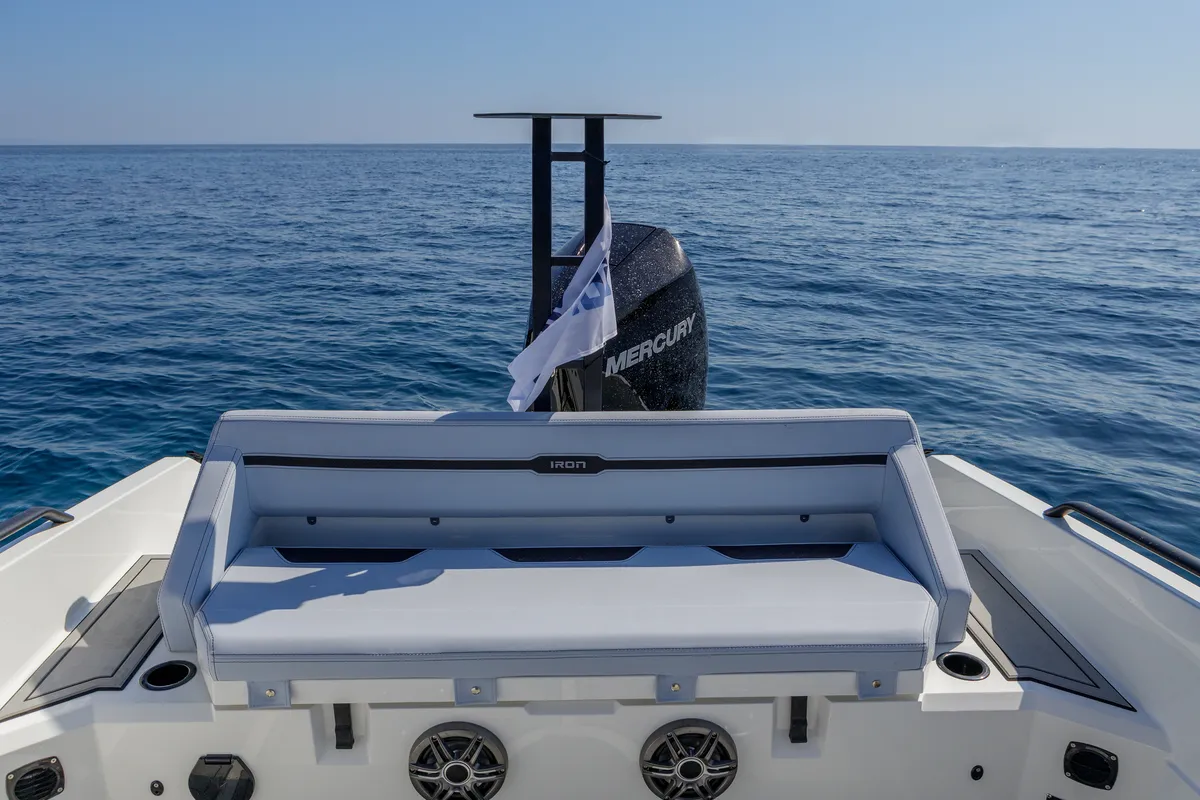 Deck of Iron Hawke, a Motorboat motorboat at Kranidi, Greece