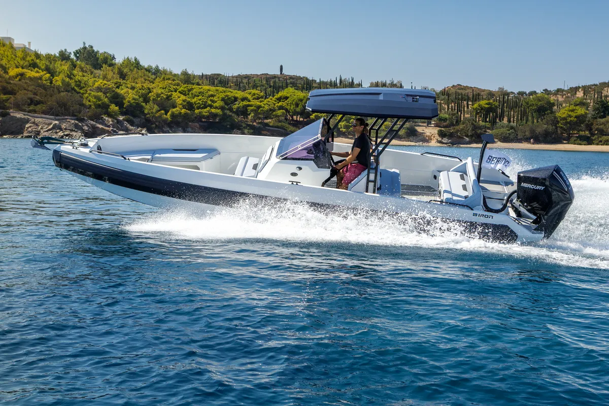 Cockpit of Iron Hawke, a Motorboat motorboat at Kranidi, Greece
