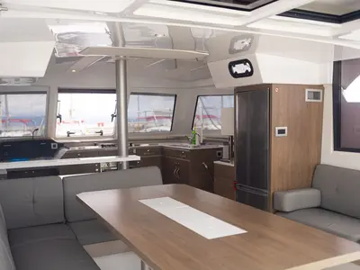 Salon of Maya Bay 4, a Bali Catspace catamaran at Grad Kaštela, Croatia