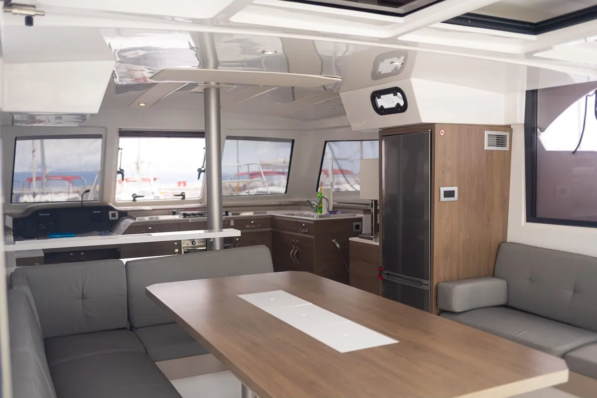 Salon of Maya Bay 4, a Bali Catspace catamaran at Grad Kaštela, Croatia