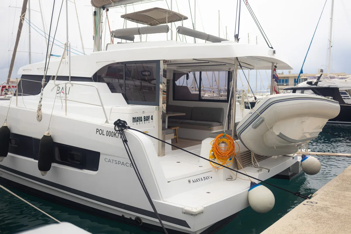 Exterior view of Maya Bay 4, a Bali Catspace catamaran at Grad Kaštela, Croatia