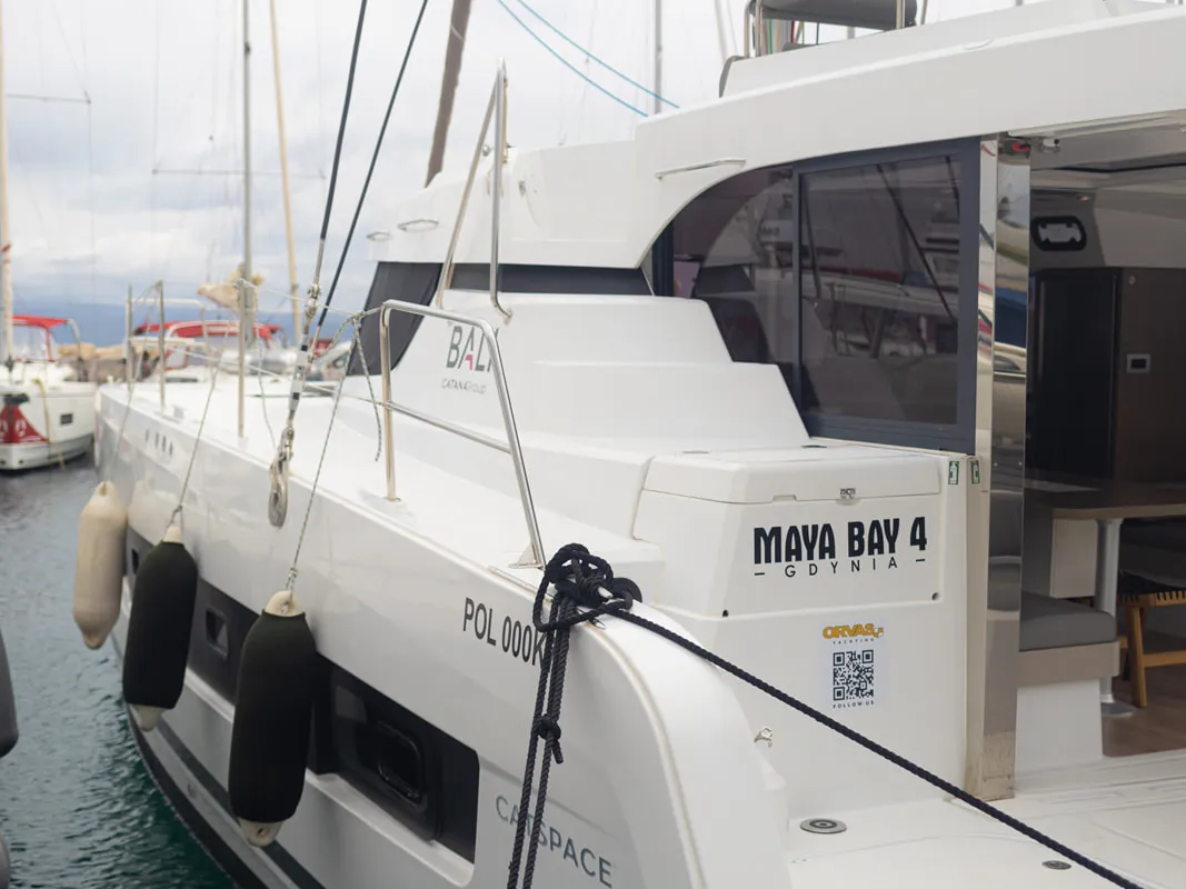 Exterior view of Maya Bay 4, a Bali Catspace catamaran at Grad Kaštela, Croatia