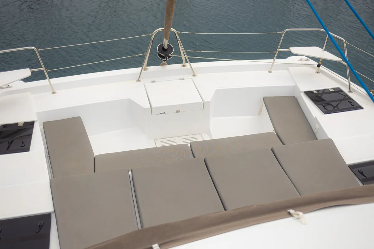 Deck of Maya Bay 4, a Bali Catspace catamaran at Grad Kaštela, Croatia