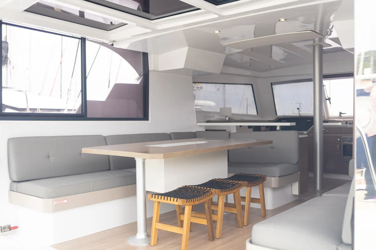 Salon of Maya Bay 4, a Bali Catspace catamaran at Grad Kaštela, Croatia
