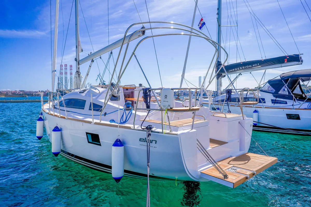 Exterior view of Micky, a Elan Impression 40.1 sailboat at Pula, Croatia