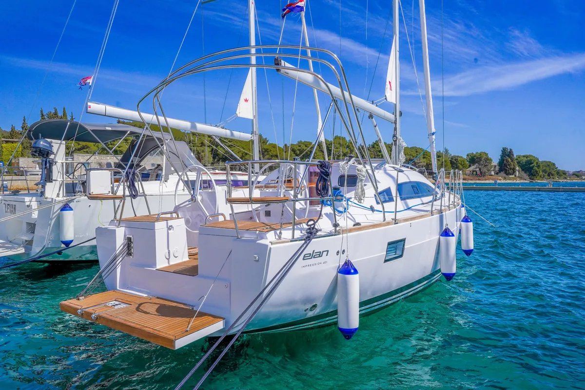 Exterior view of Micky, a Elan Impression 40.1 sailboat at Pula, Croatia