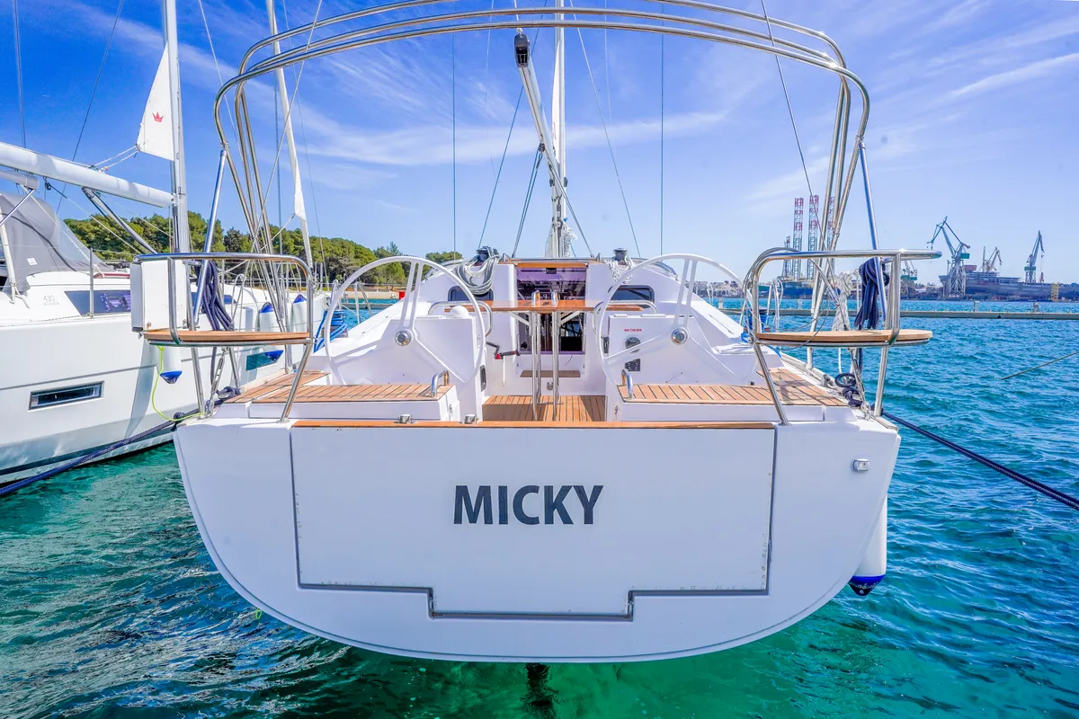 Exterior view of Micky, a Elan Impression 40.1 sailboat at Pula, Croatia