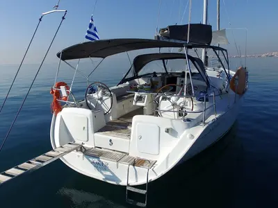 Deck of Joker, a Beneteau Cyclades 50.5 sailboat at Athens, Greece