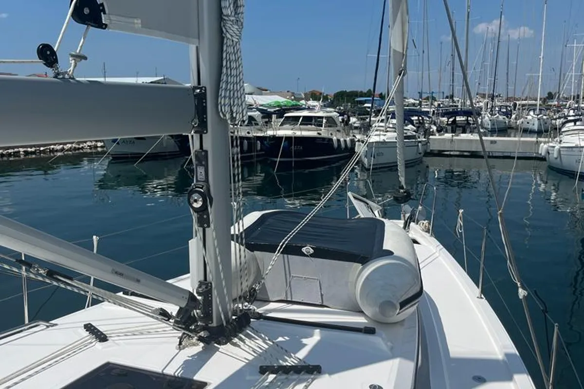Deck of Kirka, a Bavaria C42 sailboat at Općina Sukošan, Croatia