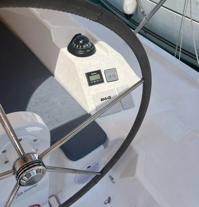 Cockpit of Kirka, a Bavaria C42 sailboat at Općina Sukošan, Croatia