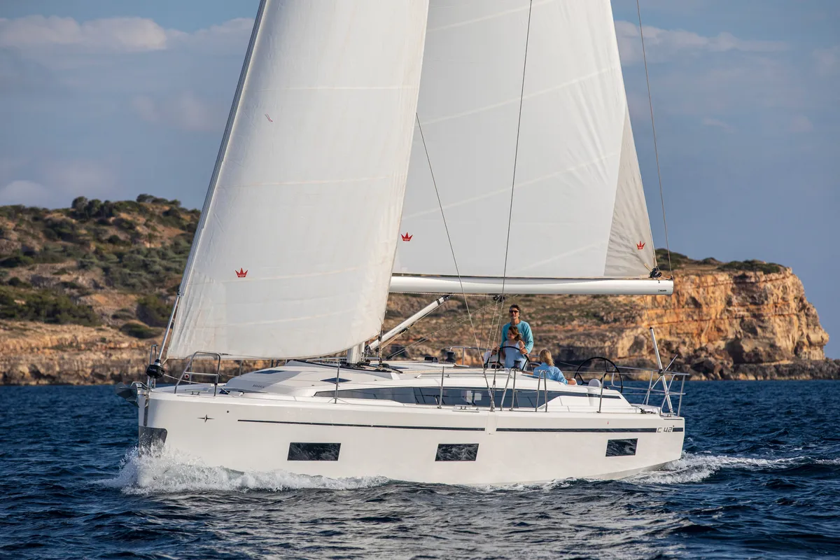 Exterior view of Kirka, a Bavaria C42 sailboat at Općina Sukošan, Croatia