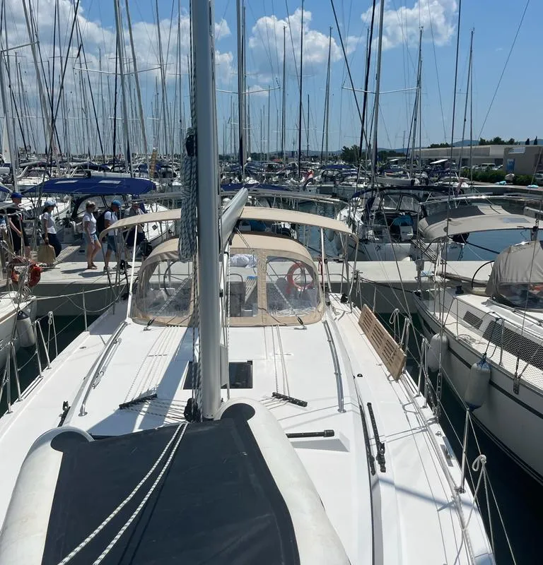 Deck of Kirka, a Bavaria C42 sailboat at Općina Sukošan, Croatia