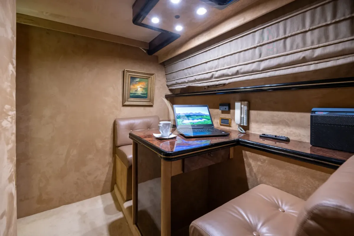 Cabin on Wish, a Alfamarine 90 motor yacht at Athens, Greece