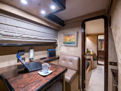 Salon of Wish, a Alfamarine 90 motor yacht at Athens, Greece