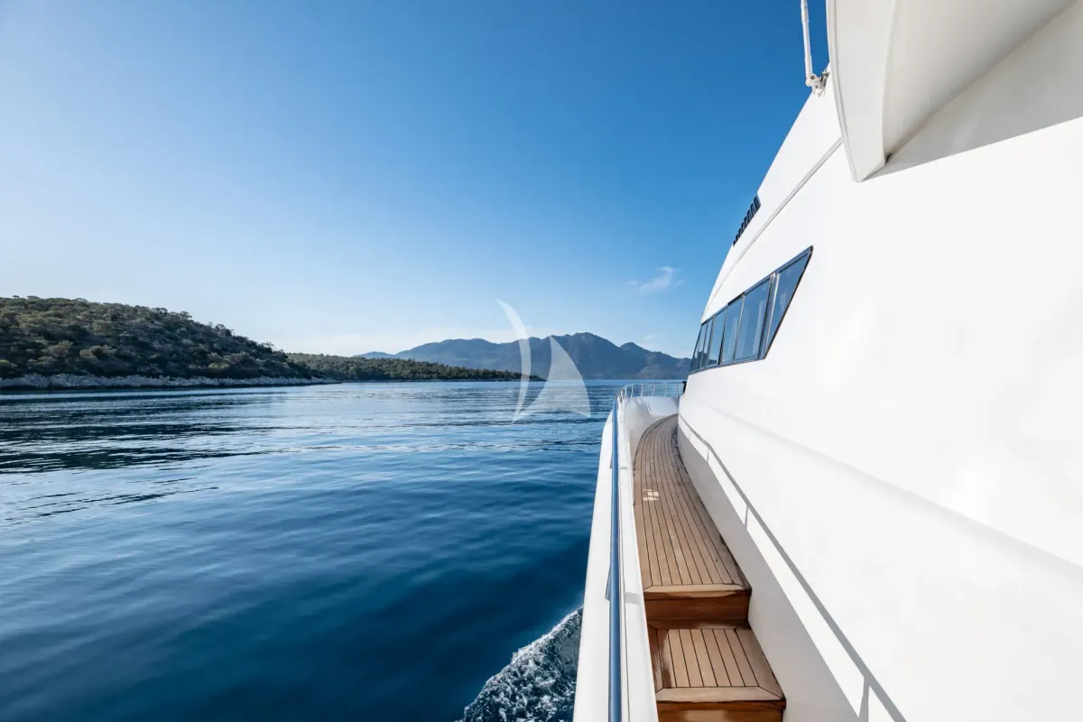 Exterior view of Wish, a Alfamarine 90 motor yacht at Athens, Greece