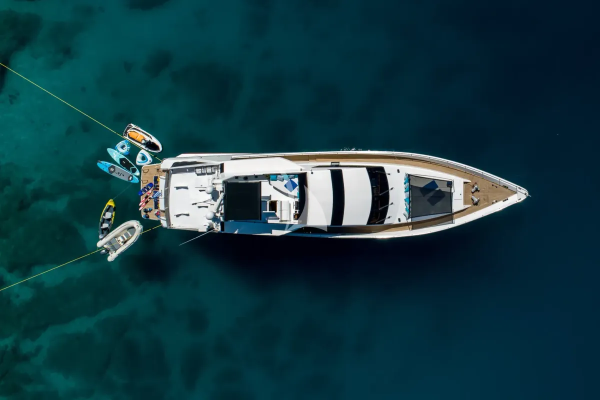 Exterior view of Wish, a Alfamarine 90 motor yacht at Athens, Greece