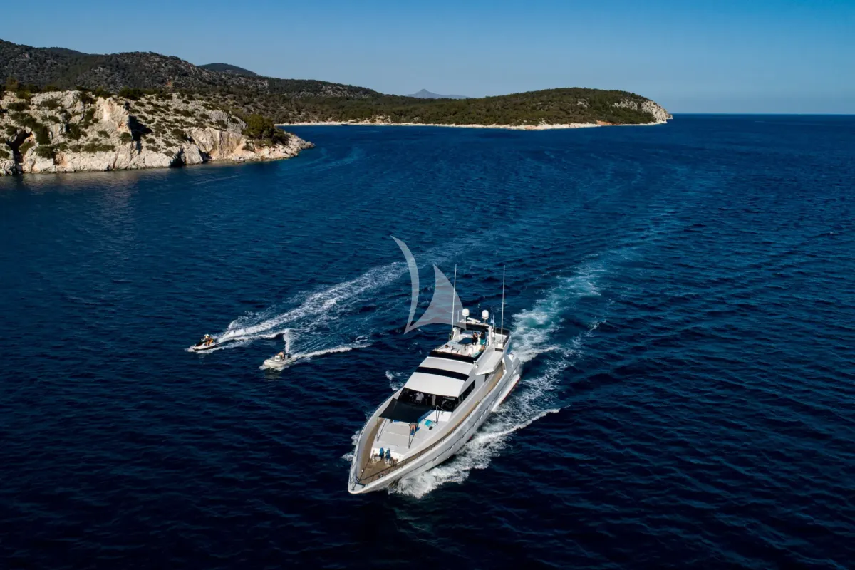 Exterior view of Wish, a Alfamarine 90 motor yacht at Athens, Greece