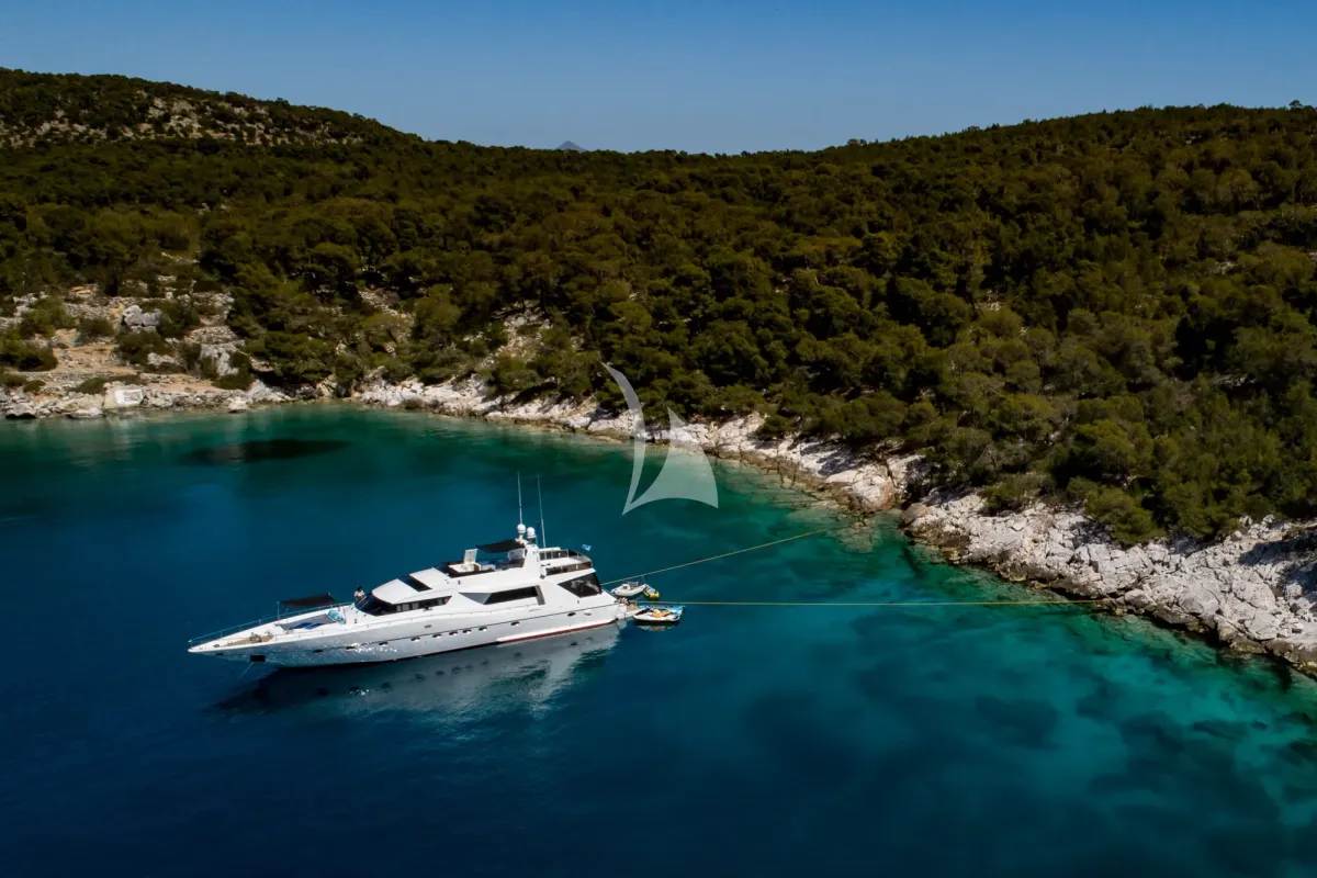 Exterior view of Wish, a Alfamarine 90 motor yacht at Athens, Greece